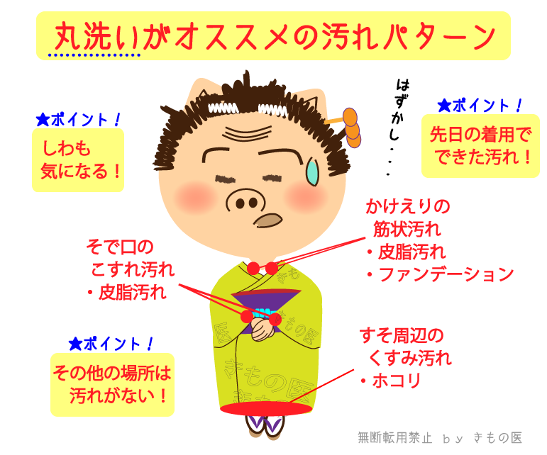 丸洗い?しみ抜き?と迷った時に「この部分に汚れがあるなら丸洗いクリーニングだね!」と判断しやすくする案内図